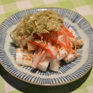 長芋とカニカマの麺つゆあえ